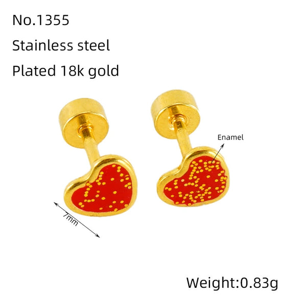 Wholesale Women's Sweet Style Titanium Steel Heart Shaped Dripping Oil Earrings
