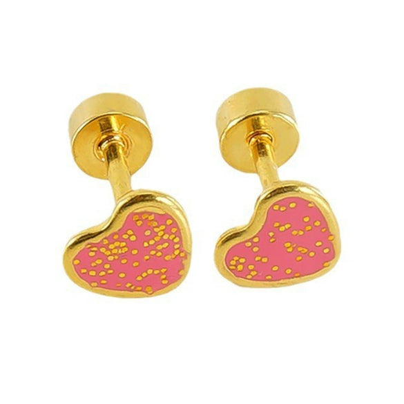 Wholesale Women's Sweet Style Titanium Steel Heart Shaped Dripping Oil Earrings