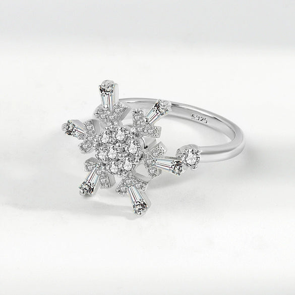 Wholesale Women's Swivel Ring Copper Light Luxury Geometric Electroplated Snowflake Style