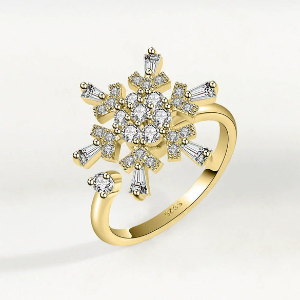 Wholesale Women's Swivel Ring Copper Light Luxury Geometric Electroplated Snowflake Style