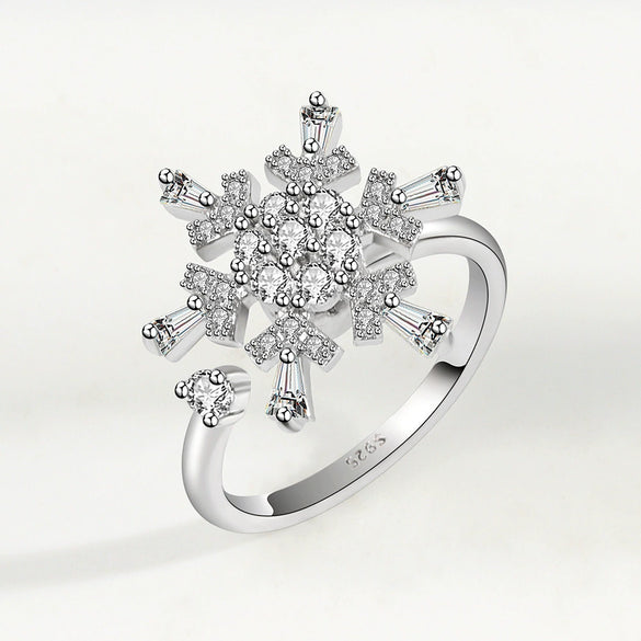 Wholesale Women's Swivel Ring Copper Light Luxury Geometric Electroplated Snowflake Style