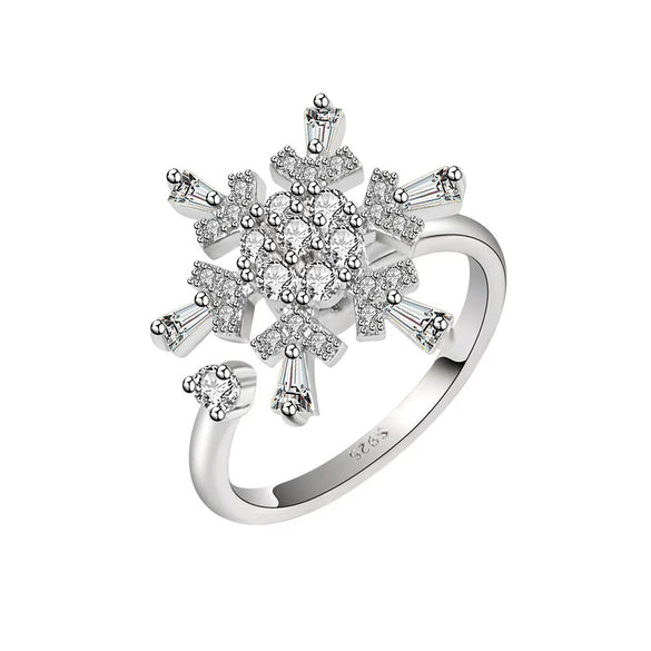 Wholesale Women's Swivel Ring Copper Light Luxury Geometric Electroplated Snowflake Style
