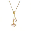 Wholesale Women's Tassel Double Fourleaf Clover Pendant Necklace In Titanium Steel And Copper Inlaid With Zircon Featuring Flower Pattern