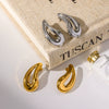 Wholesale Women's Temperament Dropshaped Stainless Steel Titanium Steel Stud Earrings With Pvd Furnace Vacuum Real Gold Plating