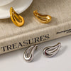 Wholesale Women's Temperament Dropshaped Stainless Steel Titanium Steel Stud Earrings With Pvd Furnace Vacuum Real Gold Plating