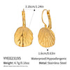 Wholesale Women's Textured Leaf Earrings Stainless Steel Pvd Furnace Vacuum Real Gold Plated Jewelry
