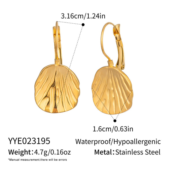 Wholesale Women's Textured Leaf Earrings Stainless Steel Pvd Furnace Vacuum Real Gold Plated Jewelry