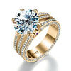 Wholesale Women's Three Rows Six Claw Ring In S925 Sterling Silver With Geometric Pattern And Electroplating Treatment