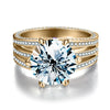 Wholesale Women's Three Rows Six Claw Ring In S925 Sterling Silver With Geometric Pattern And Electroplating Treatment