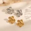 Wholesale Women's Threedimensional Stainless Steel Flower Earrings With Pvd Furnace Vacuum Real Gold Plating