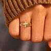 Wholesale Women's Threelayer Cross Adjustable Ring S925 Sterling Silver Geometric Electroplated