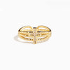 Wholesale Women's Threelayer Cross Adjustable Ring S925 Sterling Silver Geometric Electroplated