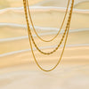 Wholesale Women's Threelayer Stacked Snake Bone Chain Twist Chain 18K Real Gold Electroplated Titanium Steel Geometric Necklace