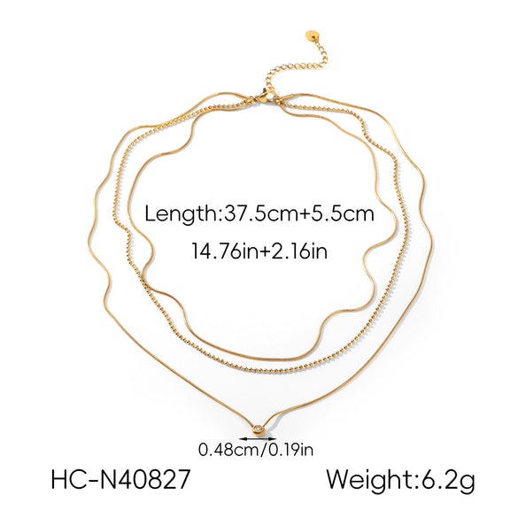 Wholesale Women's Threelayer Titanium Steel Geometric Necklace With Electroplating