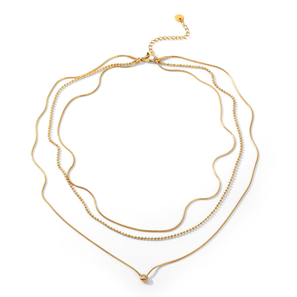 Wholesale Women's Threelayer Titanium Steel Geometric Necklace With Electroplating