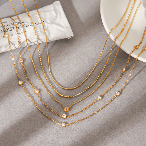 Wholesale Women's Threelayer Titanium Steel Geometric Necklace With Electroplating