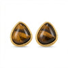 Wholesale Women's Tiger's Eye Stone Geometric Titanium Steel Electroplated Earrings In Maillard And French Retro Style