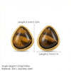 Wholesale Women's Tiger's Eye Stone Geometric Titanium Steel Electroplated Earrings In Maillard And French Retro Style