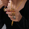 Wholesale Women's Tiger's Eye Stone Vintage Plain Ring In Smooth Titanium Steel With Geometric Design And Electroplating