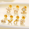 Wholesale Women's Titanium Alloy Ear Nail And Lip Nail Rod With Butterfly Star Moon And Flower Pattern Electroplating