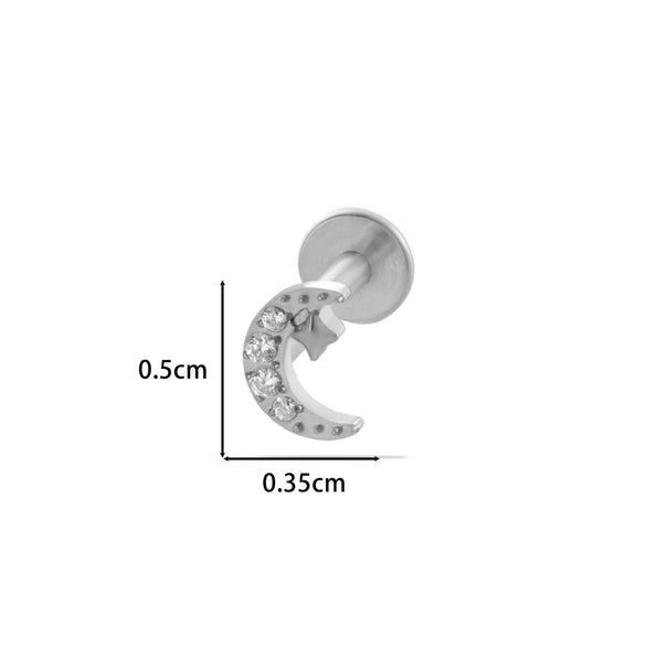 Wholesale Women's Titanium Alloy Ear Nail And Lip Nail Rod With Butterfly Star Moon And Flower Pattern Electroplating
