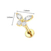 Wholesale Women's Titanium Alloy Heart Shape Inlaid Zircon Electroplated Butterfly Internal Tooth Screw Lip Nail Rod Cartilage Puncture Ear Bone Nail
