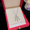 Wholesale Women's Titanium Steel And Copper Animal Zodiac Butterfly Zircon Pearl Pendant Necklace With Electroplating And Cross Chain