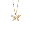 Wholesale Women's Titanium Steel And Copper Butterfly And Zodiac Pendant Necklace With Zircon Inlay And Water Wave Chain In Light Luxury Style