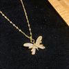 Wholesale Women's Titanium Steel And Copper Butterfly And Zodiac Pendant Necklace With Zircon Inlay And Water Wave Chain In Light Luxury Style