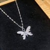 Wholesale Women's Titanium Steel And Copper Butterfly And Zodiac Pendant Necklace With Zircon Inlay And Water Wave Chain In Light Luxury Style