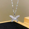 Wholesale Women's Titanium Steel And Copper Butterfly And Zodiac Pendant Necklace With Zircon Inlay And Water Wave Chain In Light Luxury Style