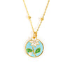 Wholesale Women's Titanium Steel And Copper Flower And Geometric Pattern Necklace With Microinlaid Zircon And 18K Gold Electroplated