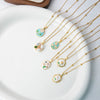 Wholesale Women's Titanium Steel And Copper Flower And Geometric Pattern Necklace With Microinlaid Zircon And 18K Gold Electroplated