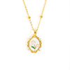 Wholesale Women's Titanium Steel And Copper Flower And Geometric Pattern Necklace With Microinlaid Zircon And 18K Gold Electroplated