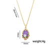 Wholesale Women's Titanium Steel And Copper Flower Pattern Oil Dripping Enamel Painted Pendant With O Word Chain Accessories