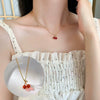 Wholesale Women's Titanium Steel And Copper Fruitshaped Pendant Necklace Set With Diamonds In Small Fresh Style