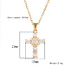 Wholesale Women's Titanium Steel And Copper Geometric Cross Pendant Necklace With Real Gold Electroplating And Inlaid Zircon And Diamonds