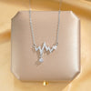 Wholesale Women's Titanium Steel And Copper Heart Electrocardiogram Geometric Pattern Diamond Set Necklace