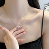Wholesale Women's Titanium Steel And Copper Heart Electrocardiogram Geometric Pattern Diamond Set Necklace