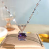 Wholesale Women's Titanium Steel And Copper Inlaid With Zircon Geometric Square And Letter Number Text Pendant Necklace With Water Wave Chain