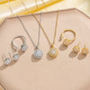 Wholesale Women's Titanium Steel And Copper Jewelry Set With Exquisite Inlaid Zircon Electroplated Geometric Style Cross Chain Ring Earrings And Necklace Accessories