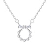 Wholesale Women's Titanium Steel And Copper Necklace With Diamond Design And Cross Chain Style Featuring A Zircon Bow Pendant