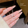 Wholesale Women's Titanium Steel And Copper Necklace With Diamond Design And Cross Chain Style Featuring A Zircon Bow Pendant