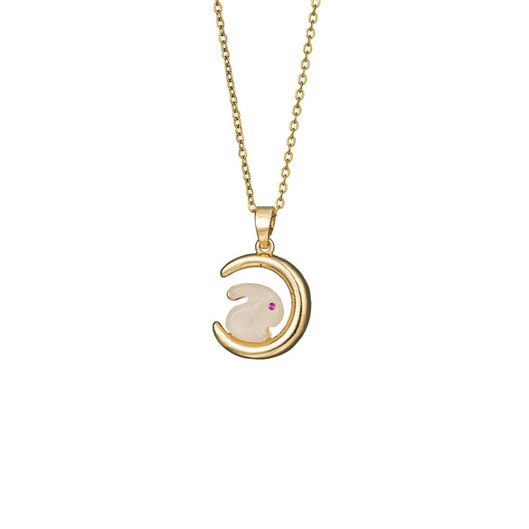 Wholesale Women's Titanium Steel And Copper Necklace With Geometric Bunny Pendant And Electroplating Treatment Light Luxury Style