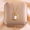 Wholesale Women's Titanium Steel And Copper Necklace With Geometric Bunny Pendant And Electroplating Treatment Light Luxury Style