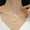 Wholesale Women's Titanium Steel And Copper Necklace With Rotating Pearl And Geometric Diamond Design Cartoon Style
