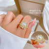 Wholesale Women's Titanium Steel And Copper Necklace With Rotating Pearl And Geometric Diamond Design Cartoon Style