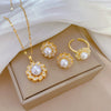 Wholesale Women's Titanium Steel And Copper Necklace With Rotating Pearl And Geometric Diamond Design Cartoon Style