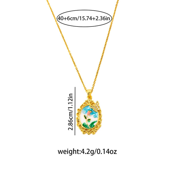Wholesale Women's Titanium Steel And Copper Tulip Flower Shaped Light Luxury Electroplated Necklace