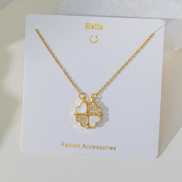 Wholesale Women's Titanium Steel And Copper Water Drop Cherry Pendant Clavicle Chain Jewelry With Flower And Geometric Pattern And Electroplating Process Sweet Style